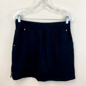 Quacker Factory SP S Petite Black Knit Skort Gem Bling Embellishment Stretch